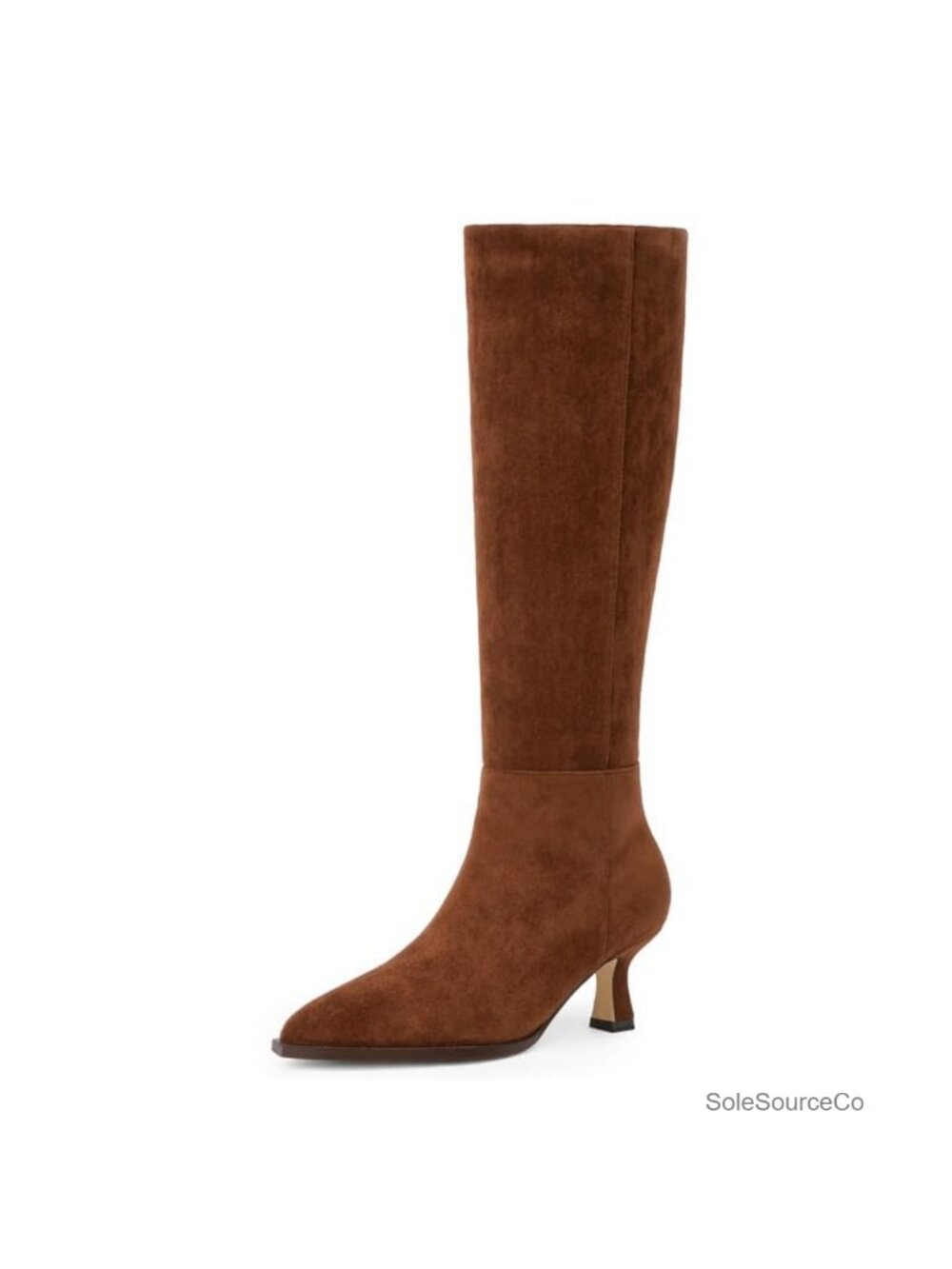 Kitten Heel Knee High Boots Pointed Toe Faux Suede Women's Tall Boots